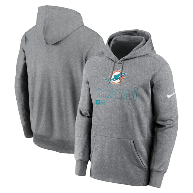 Men's Grey Miami Dolphins Performance Pullover Hoodie